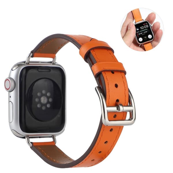 Apple Watch 42mm - 44mm urrem i læder med skruedesign - Brun Brown