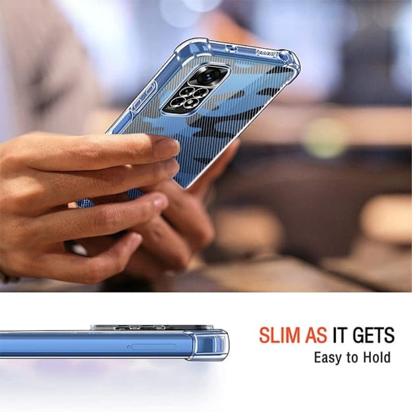 RZANTS puoliksi läpinäkyvä kansi, jossa on siisti painatus ja kulmasuoja Xiaomi Redmi Note 11S:lle Transparent