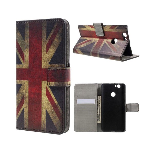 Scherfig Huawei Nova Läderfodral - Vintage Brittisk Flagga multifärg