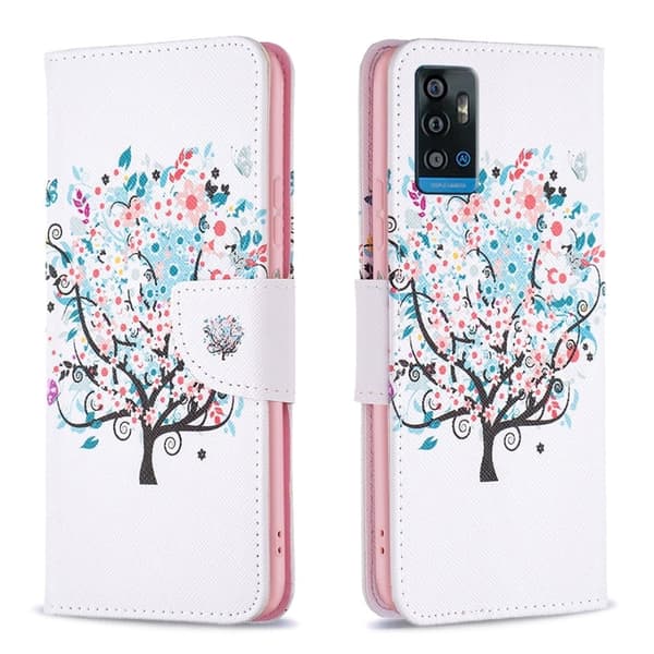 Wonderland ZTE Blade A51 flip-etui - Blomstertre Pink