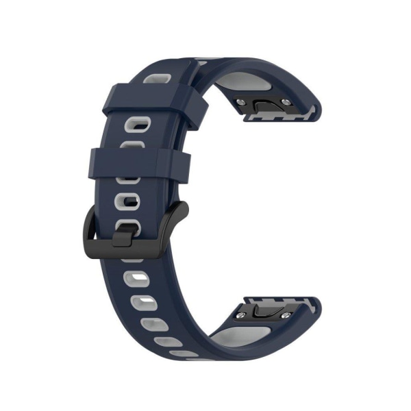 Kaksivärinen silikoninen kellonauha Garmin Fenix 6 / 5 - Tummansininen / Harmaa Blue