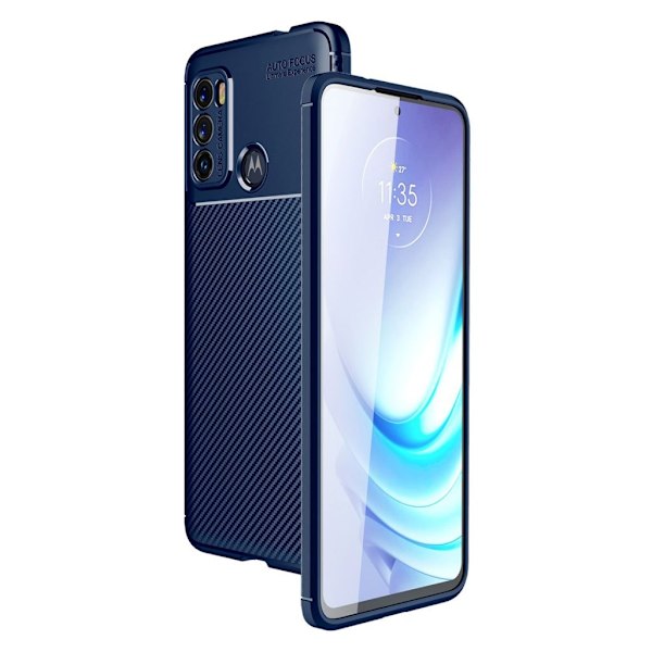 Carbon Shield Motorola Moto G60 skal - Blå Blå