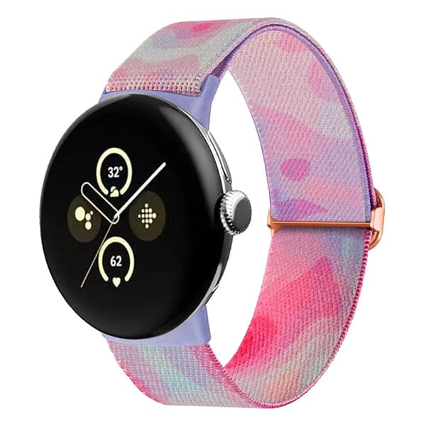 Google Pixel Watch / Watch 2 Pattern Straps Adjustable Nylon Watch Band - Lilla Blå Purple