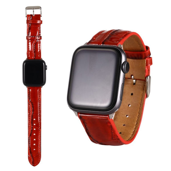 Apple Watch Series 5 / 4 44mm leather case with crocodile pattern - Red Röd