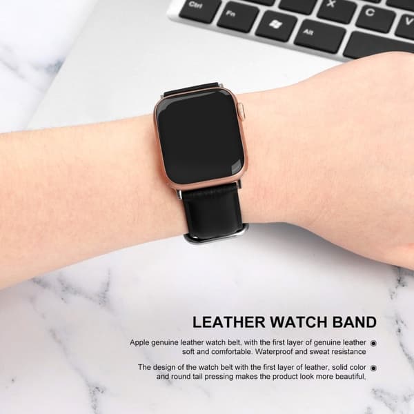 Apple Watch (41mm) nahkainen kellonhihna - Musta Black