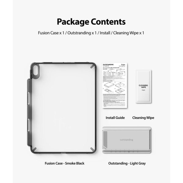 Ringke Fusion Combo W Outstanding iPad Air 4th 2020 10.9inch - Clear (Light Gray 1P) Silver grey