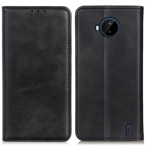 Wallet-style genuine leather flipcase for Nokia C20 Plus - Black Black