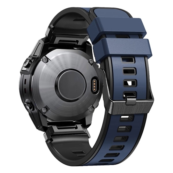 Dobbeltfarvet silikoneurrem til Garmin Watch - Mørkeblå / Sort Blue