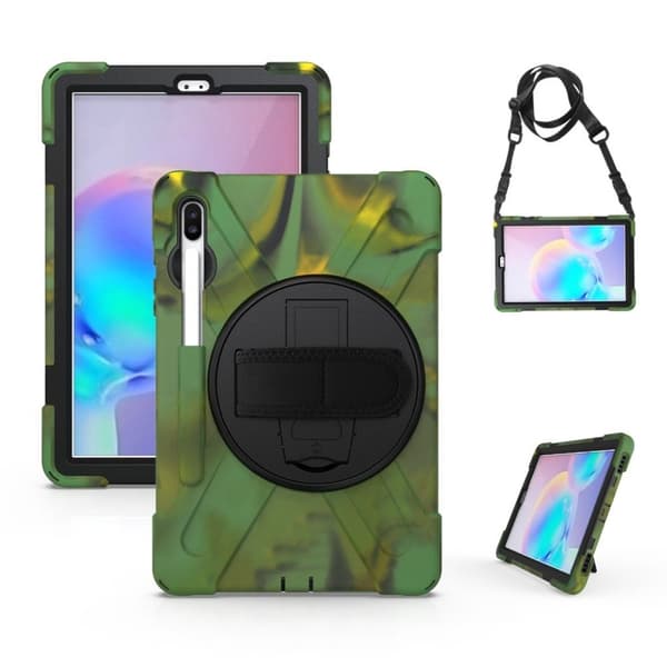Samsung Galaxy Tab S6 X-Shape hållbart fodral - Kamouflage Grön