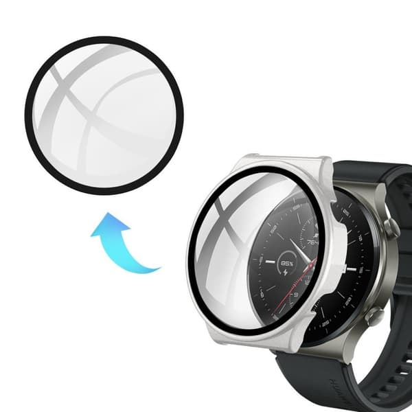 Huawei Watch GT 2 Pro durable frame + tempered glass - Silver Silvergrå