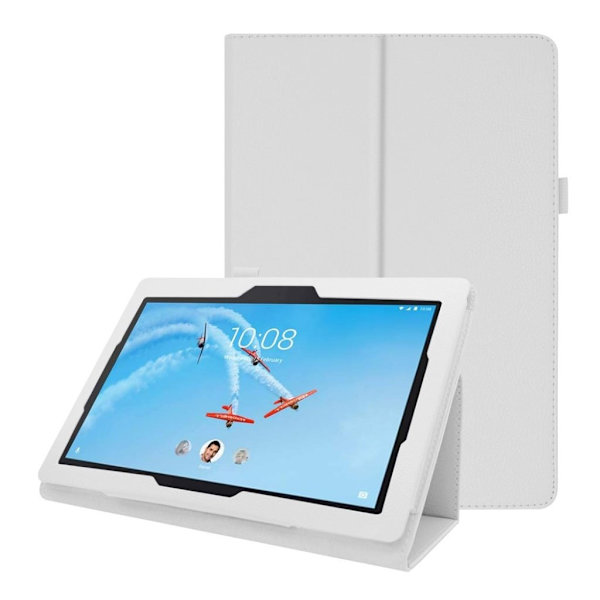 Lenovo Tab E10 Litchi läderfodral - Vit Vit