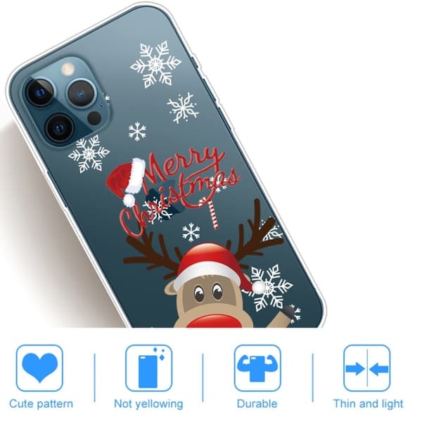 Juleveske til iPhone 14 Pro - Reinsdyr Med Julelue Red