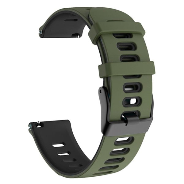 20 mm universellt dubbelfärgat klockarmband i silikon - Militärgrön / Svart Grön