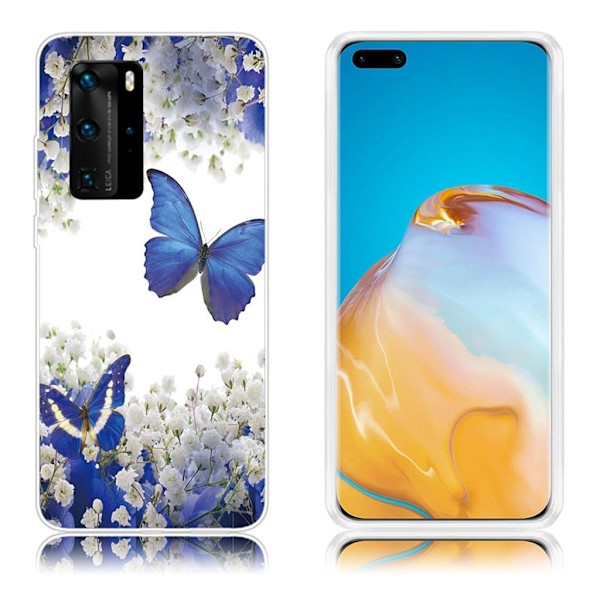 Deco Huawei P40 Pro Cover - Blå Sommerfugl Multicolor