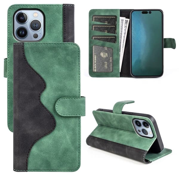 Tofarget lærdeksel for iPhone 14 Plus - Grønn Green