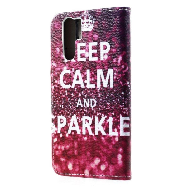 Huawei P30 Pro risti pintainen nahkainen flip suojakotelo - Keep Calm ja Sparkle Multicolor