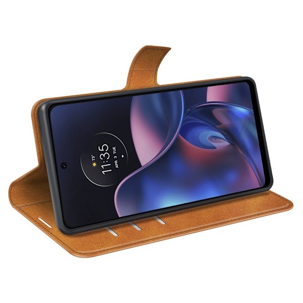 Hållbart konstläder Motorola Moto Edge 2022 fodral med plånbok - Gul Gul