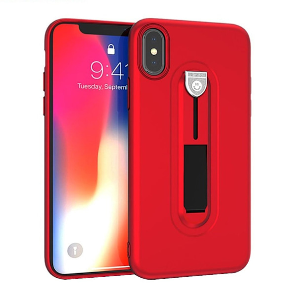 iPhone 9 Plus mobilskal plast silikon utfällbart ställ matt - Röd Röd