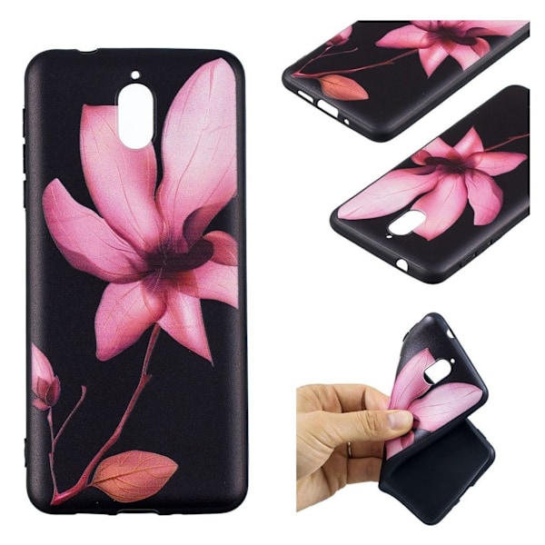 Nokia 3.1 mobilskal silikon tryckmönster - Blommönster Rosa