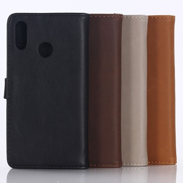 Crazy Horse Huawei P20 Lite retro stil PU læder flip etui - Sort Black