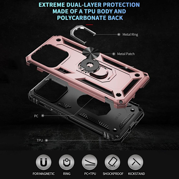 Bofink Combat Xiaomi 13 Etui - Rødguld Pink