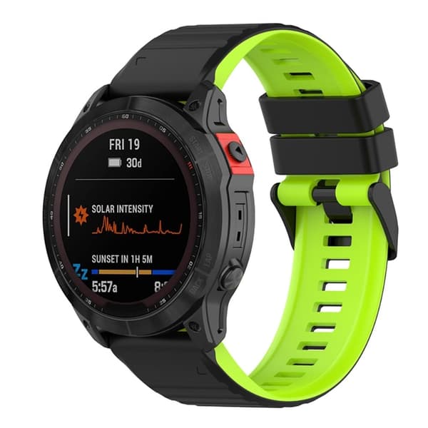22 mm dobbeltfarvet silikoneurrem til Garmin-ur - Sort / Lime Black