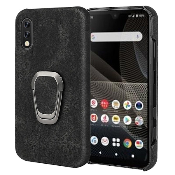 Iskunkestävä nahkasuojus soikealla jalustalla Sony Xperia Ace 2:lle - Musta Black