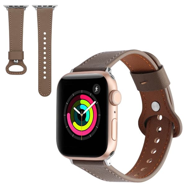 Genuine leather watch strap for Apple Watch 42mm - 44mm - Khaki Brun