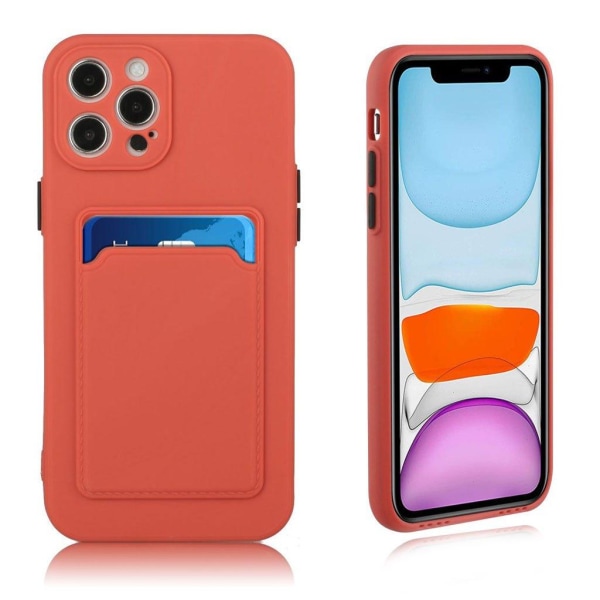 Card Holder Suojakuori For iPhone 12 Pro Max - Coral Red Red