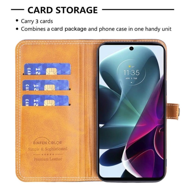 BINFEN kaksivärinen nahkakotelo Motorola Moto G41 / Motorola Moto G31 - Sininen Blue