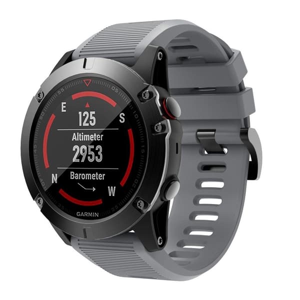 Garmin Fenix 5X silikonarmbånd med stripe - Grå Silver grey