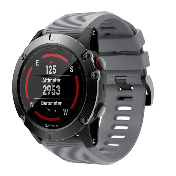 Garmin Fenix 5X silikoniraitainen kellonauha - Harmaa Silver grey