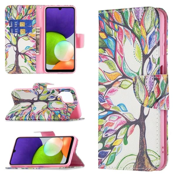 Wonderland Samsung Galaxy A22 4G Flip Etui - Life Træ Multicolor