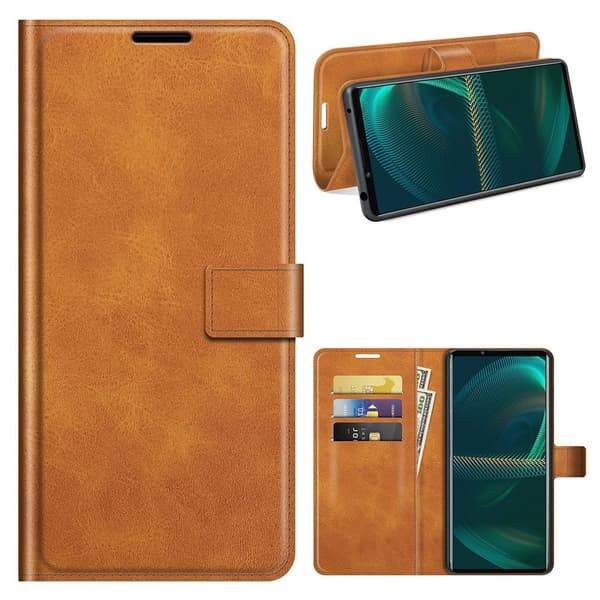 Wallet-style Læder Etui til Sony Xperia 5 Iii - Orange Orange