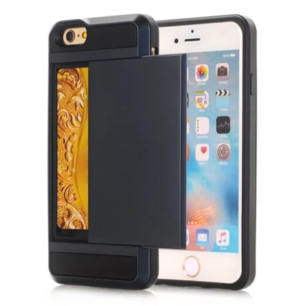 Ridsefast Slide Kortholder PC + TPU Hybrid Case til iPhone SE (2020)/SE (2022)/8/7 4,7 tommer - Sort Blue
