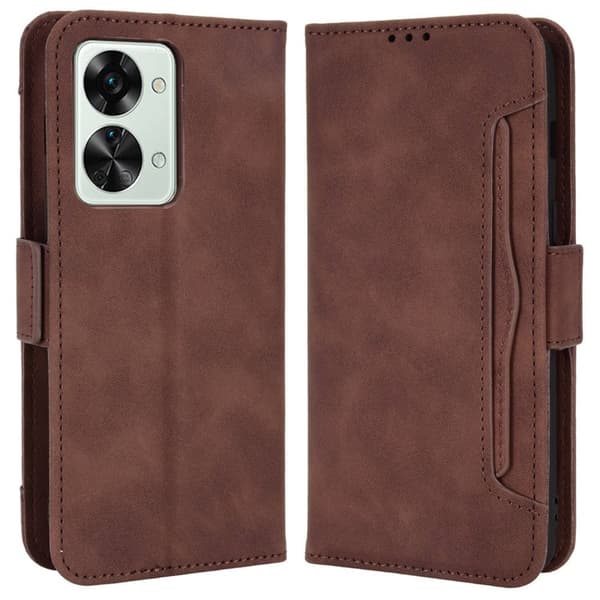 Modernt OnePlus Nord 2T fodral med plånbok - Brun Brun