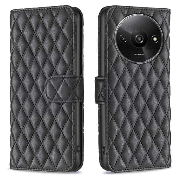 Rombemønster, matt flip-deksel for Xiaomi Redmi A3 - Svart Black