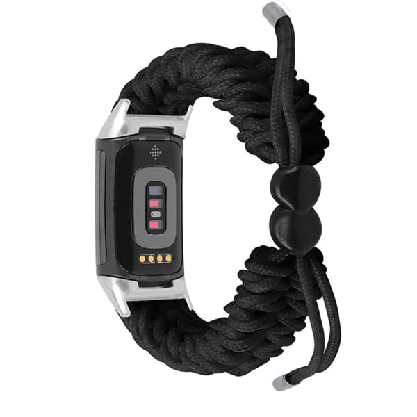 Fitbit Charge 5 elastisk klokkerem i nylon - Svart Black