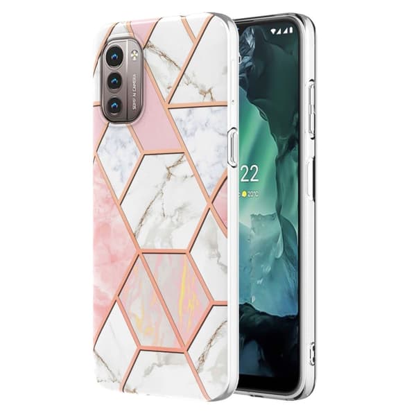 Marble design Nokia G11 / Nokia G21 cover - Pink / Hvid Multicolor