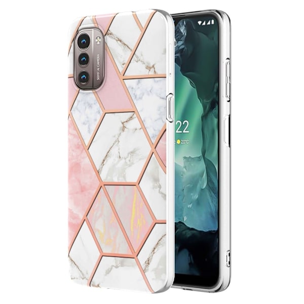 Marmordesign Nokia G11 / Nokia G21 deksel - Rosa / Hvit Multicolor