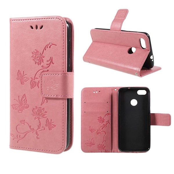 Butterfly läder Huawei P9 Lite Mini fodral - Rosa Rosa