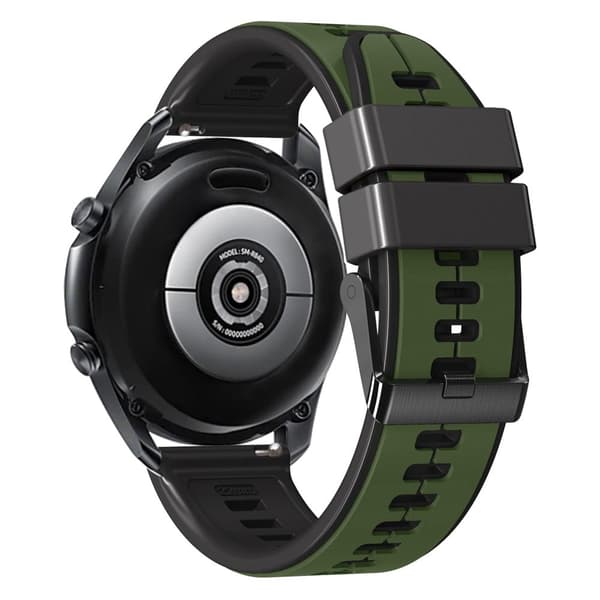 20 mm universal silikonerem i to farver - Militærgrøn / Sort Black