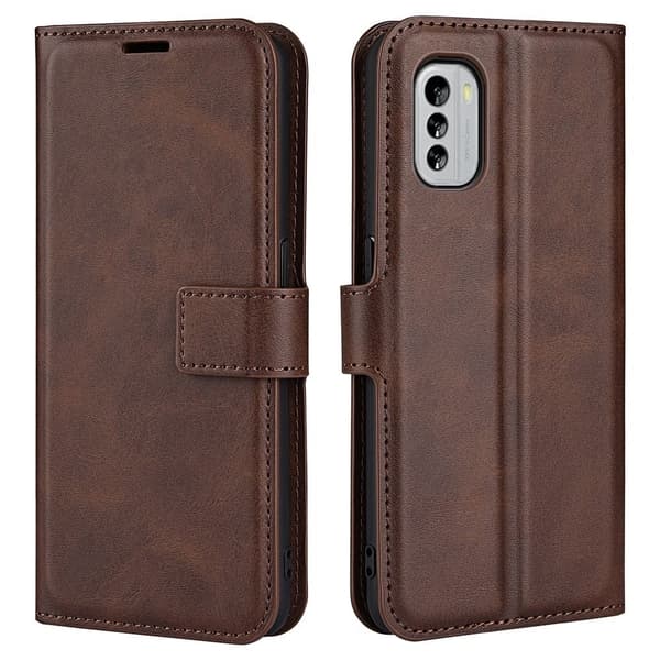 Hållbart konstläder Nokia G60 fodral med plånbok - Brun Brun