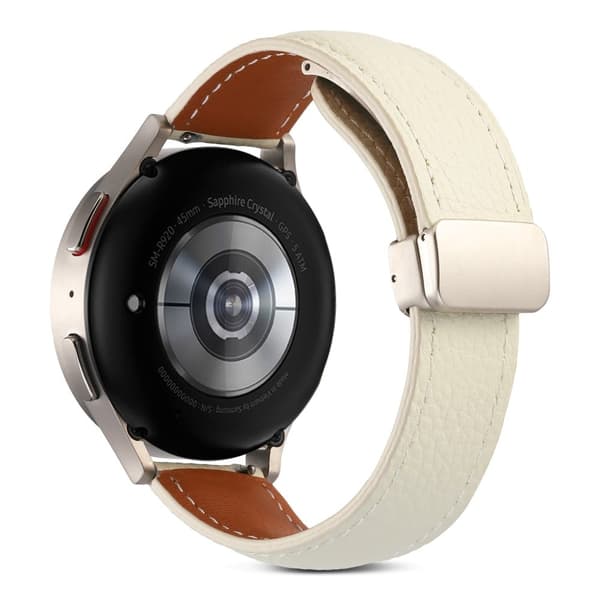 22mm Universal aito nahkainen kellonhihna - Beige Brown