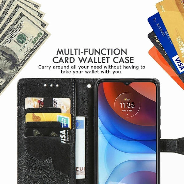 Butterfly Motorola Moto E7 Power Flip Etui - Sort Black