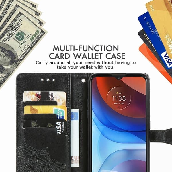 Butterfly Motorola Moto E7 Power nahkakotelo - Musta Black