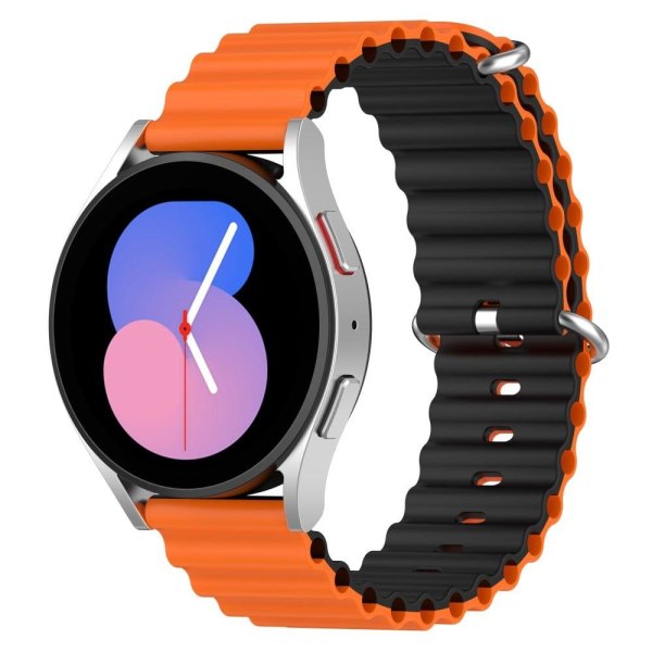 22 mm universal klockarmband i silikon i vågig stil - Orange / Svart Orange