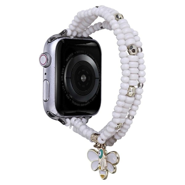 Apple Watch Series 8 (45 mm) / Watch Ultra urrem med tre rækker perler - Hvid White