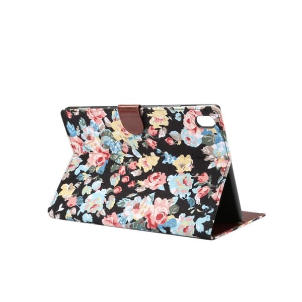 Huawei MediaPad M6 10.8 blomster stof læder etui - Sort Blomst Black