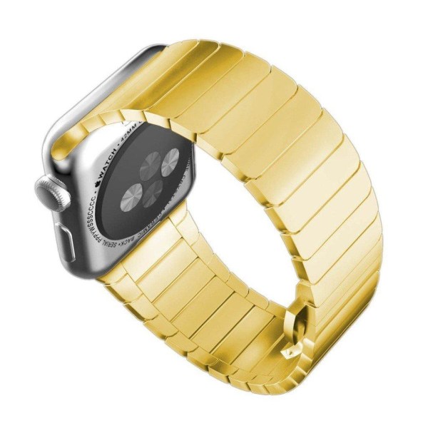 Apple Watch Series 4 44mm erstatnings urrem i stainless stål med sommerfugle spænde - Guld Gold